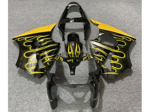 00-02 Gloss Black & Yellow Flame ZX6R Fairings