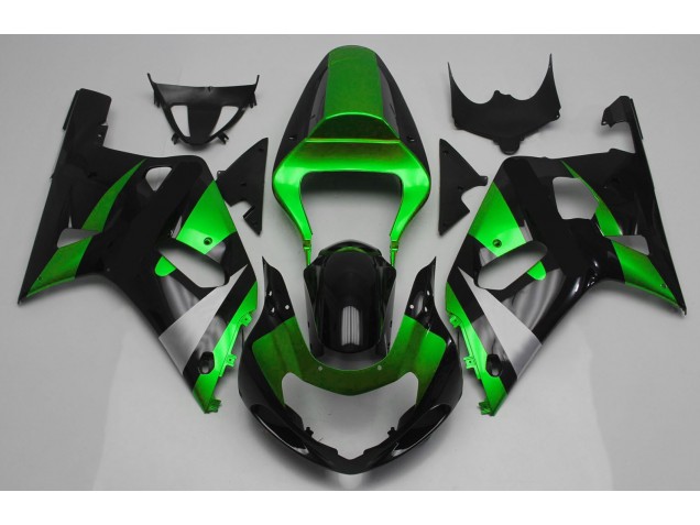 01-03 Gloss Green and Black GSXR 600-750 Fairings