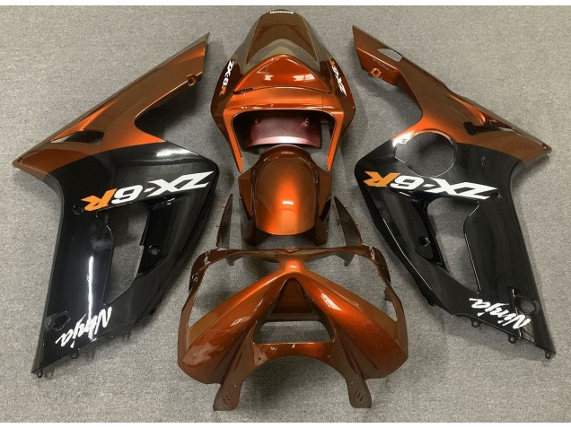 03-04 Gloss Orange and Black ZX6R Fairings