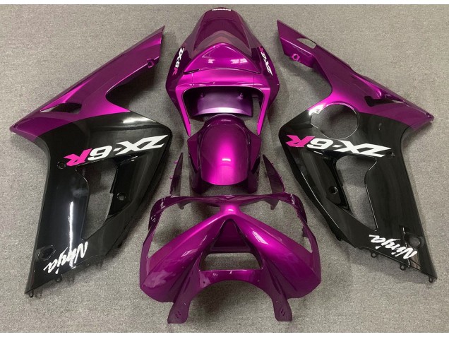 03-04 Gloss Pink and Black ZX6R Fairings