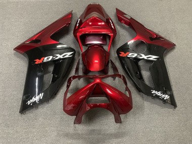 03-04 Gloss Red and Black ZX6R Fairings