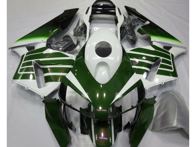 03-04 Gloss White & Green Fade CBR600RR Fairings