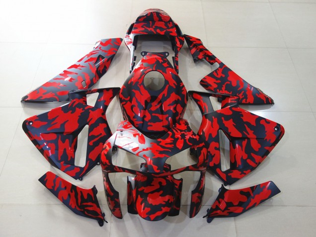 03-04 Matte Black and Red Camo CBR600RR Fairings