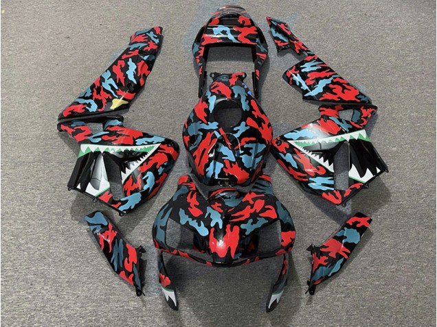 03-04 Red and Blue Camo CBR600RR Fairings