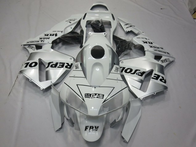 03-04 White Silver Repsol CBR600RR Fairings