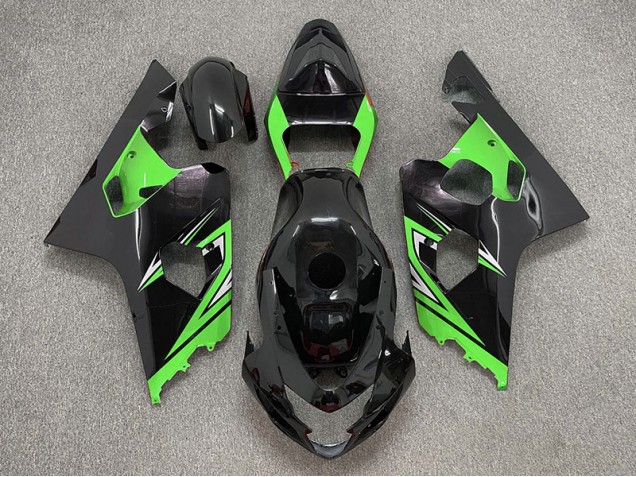 04-05 Gloss Black and Green GSXR 600-750 Fairings