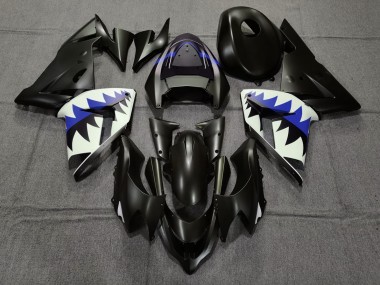 04-05 Matte Black and Dark Blue Shark ZX10R Fairings