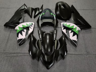 04-05 Matte Black and Green ZX10R Fairings