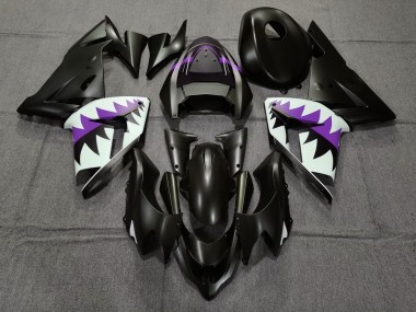 04-05 Matte Black and Purple Shark ZX10R Fairings