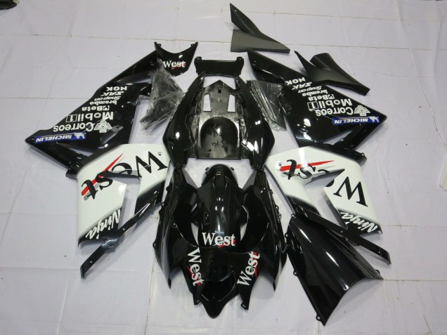 04-05 West White Black ZX10R Fairings