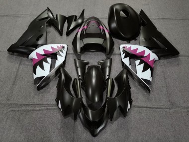 04-05 Matte Black and Pink Shark ZX10R Fairings