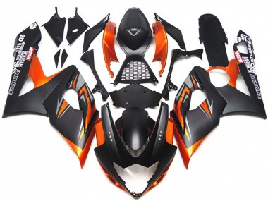 05-06 Custom Matte and Gloss Black and Orange GSXR 1000 Fairings