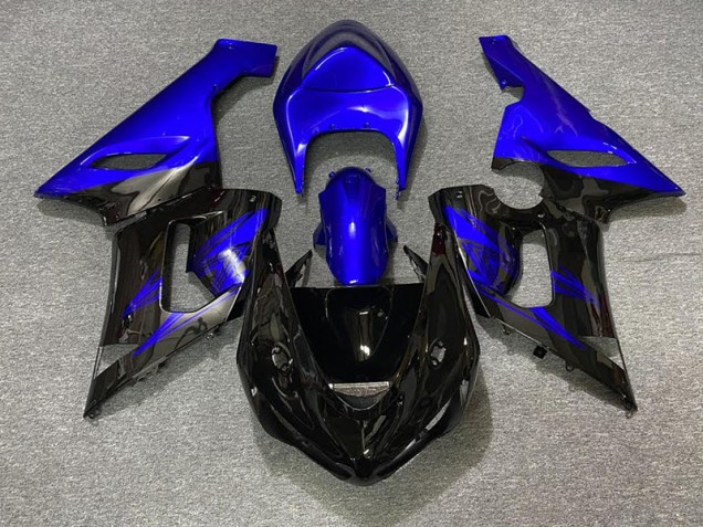 05-06 Gloss Black and Blue ZX6R Fairings