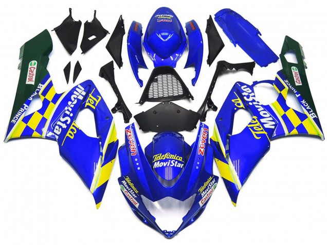 05-06 MoviStar Blue and Yellow Check GSXR 1000 Fairings