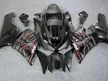 05-06 Red Black Flame ZX6R Fairings