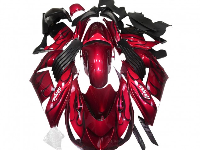 06-11 Gloss Red & Flame ZX14R Fairings