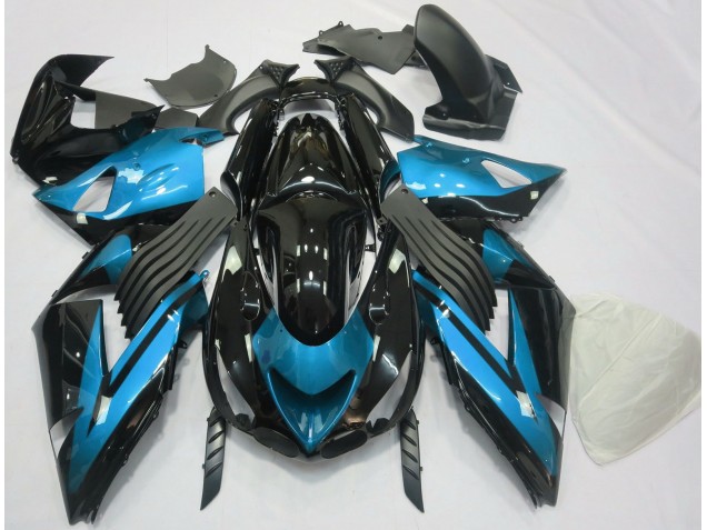 06-11 Light Blue and Black Plain ZX14R Fairings