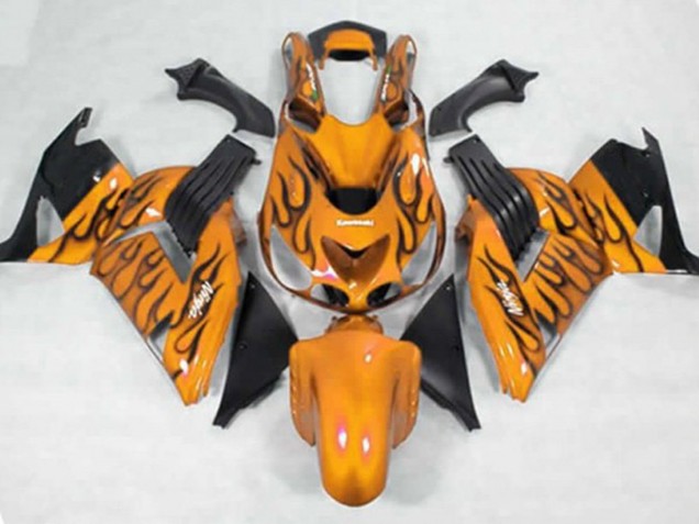 06-11 Yellow Black Flame ZX14R Fairings