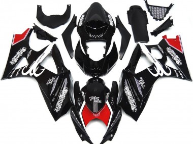 07-08 Black and White with Red Skrib GSXR 1000 Fairings