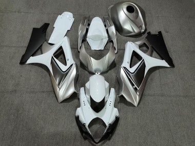 07-08 Custom Silver White with Black GSXR 1000 Fairings