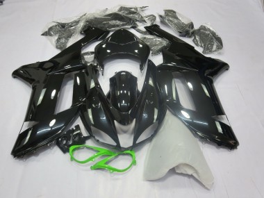 07-08 Gloss Black Green ZX6R Fairings