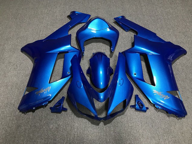 07-08 Gloss Blue & Chrome Logos ZX6R Fairings