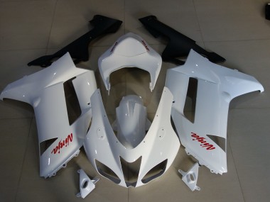 07-08 Gloss White & Red Logos ZX6R Fairings