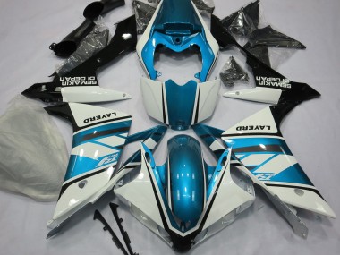 07-08 Gloss White and Light Blue R1 Fairings