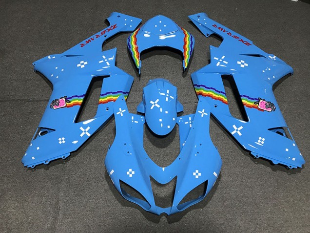 07-08 Light Blue Custom ZX6R Fairings