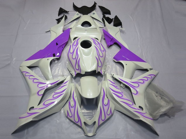 07-08 Purple Flame on White CBR600RR Fairings