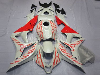 07-08 Red Flame on White CBR600RR Fairings