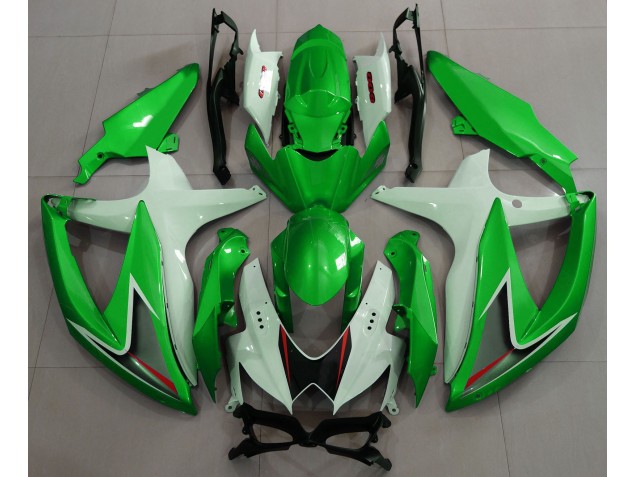 08-10 Gloss Green & White GSXR 600-750 Fairings