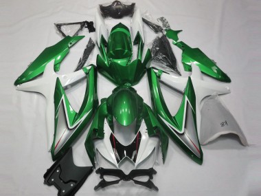 08-10 Gloss Green and White GSXR 600-750 Fairings