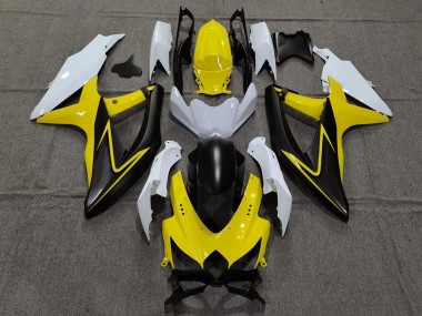 08-10 Gloss Yellow and White GSXR 600-750 Fairings