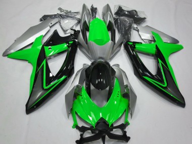 08-10 Green and Silver GSXR 600-750 Fairings