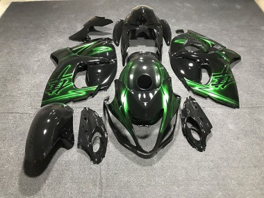 08-20 Gloss Black and Green GSXR 1300 Hayabusa Fairings