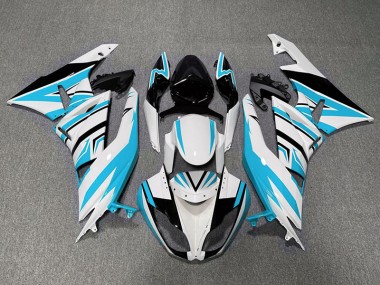 09-12 Light Blue White and Black Zag ZX6R Fairings