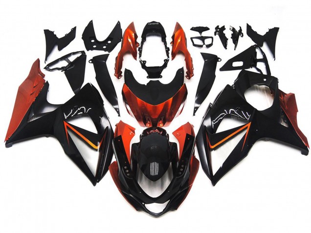 09-16 Custom Orange and Black with Silver inlay GSXR 1000 Fairings