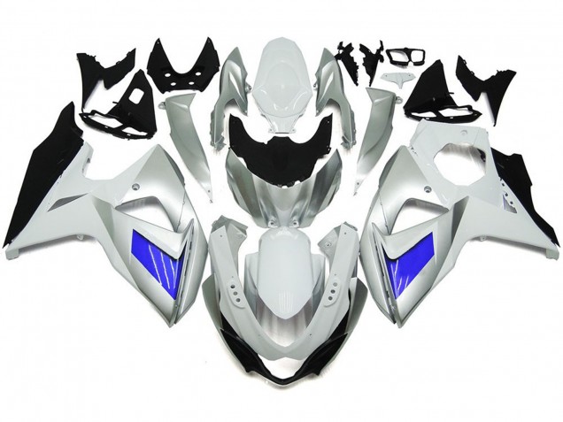 09-16 Custom Silver and White with Black GSXR 1000 Fairings