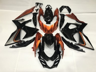 09-16 Gloss Black and Shiny Orange GSXR 1000 Fairings