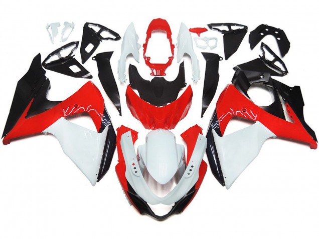 09-16 Gloss Red with White and black GSXR 1000 Fairings