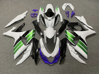 09-16 Gloss White Green Black and Purple GSXR 1000 Fairings