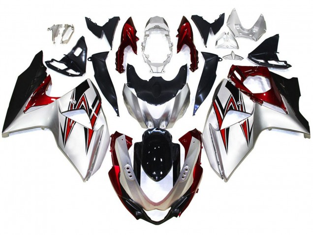 09-16 Silver with Red Hints GSXR 1000 Fairings