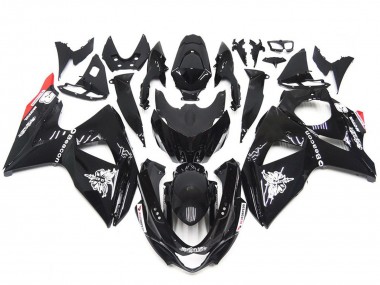 09-16 Solid Gloss Black Red style GSXR 1000 Fairings