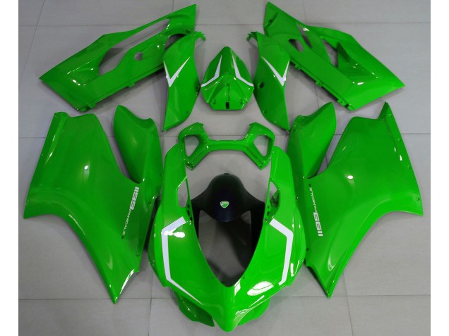 11-14 Gloss Green & White Ducati 1199 Fairings