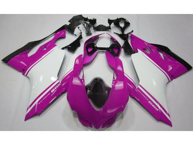 11-14 Gloss Pink White and Black Ducati 1199 Fairings