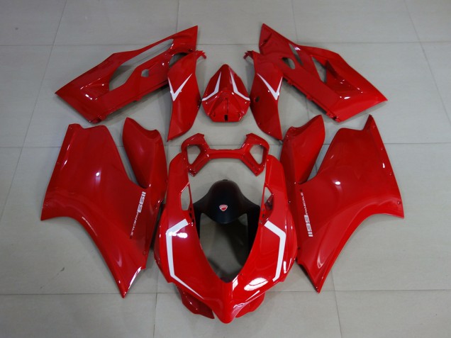 11-14 Gloss Red & White Ducati 1199 Fairings