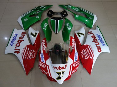 11-14 Gloss White / Red / Green Ducati 1199 Fairings