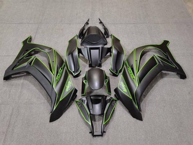 11-15 Matte Black & Green Lining ZX10R Fairings