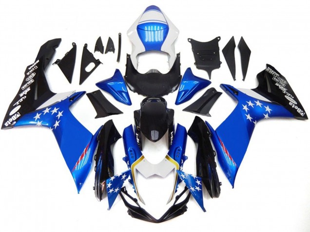 11-24 Blue Style With Red Stars GSXR 600-750 Fairings